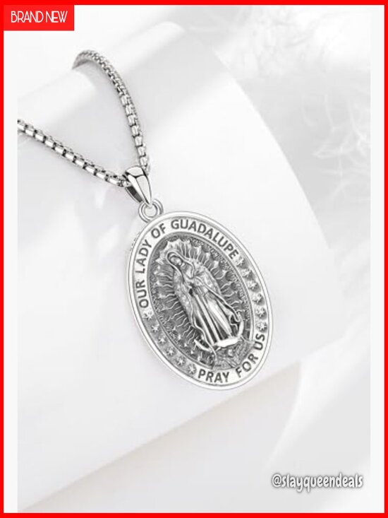 MEIDERBO Jesus Necklace 925 Sterling Silver Jesus Medal  Sterling Silver Religious Medal Pendant Necklace Protection Amulet Jewelry